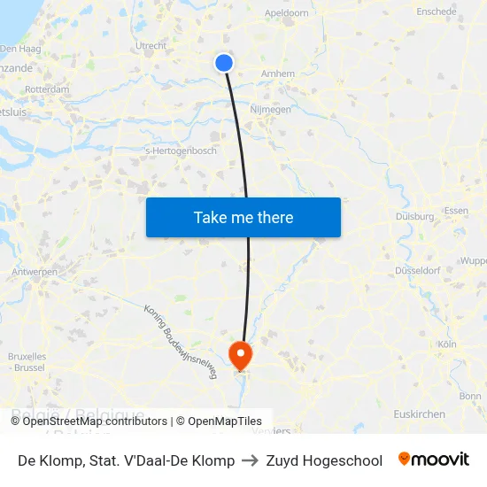 De Klomp, Stat. V'Daal-De Klomp to Zuyd Hogeschool map