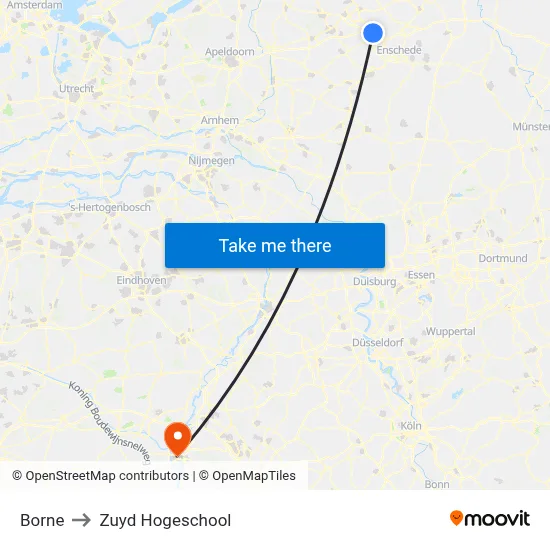 Borne to Zuyd Hogeschool map