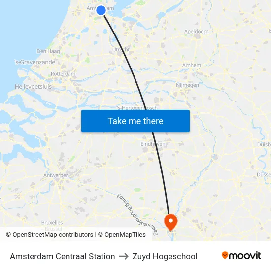 Amsterdam Centraal Station to Zuyd Hogeschool map