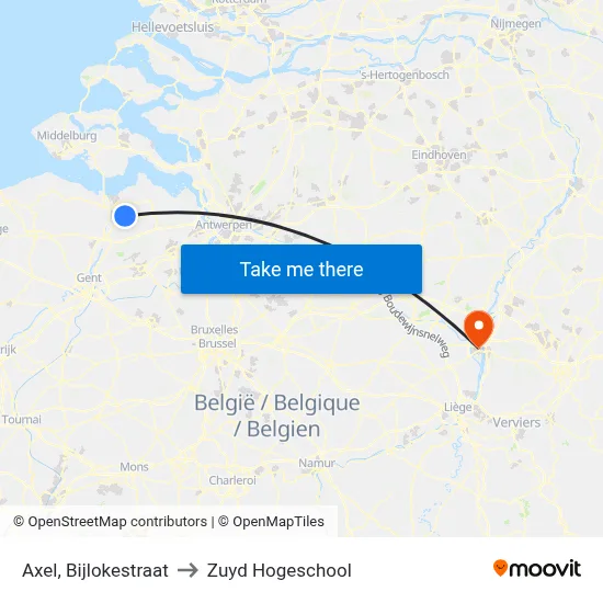 Axel, Bijlokestraat to Zuyd Hogeschool map
