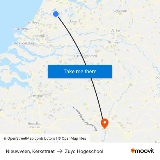 Nieuwveen, Kerkstraat to Zuyd Hogeschool map