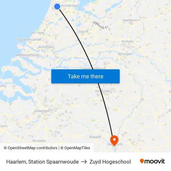 Haarlem, Station Spaarnwoude to Zuyd Hogeschool map