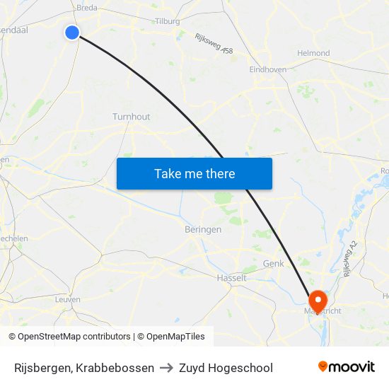 Rijsbergen, Krabbebossen to Zuyd Hogeschool map