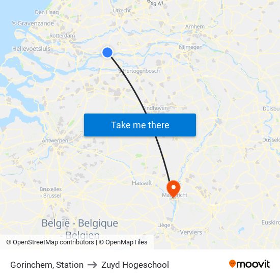 Gorinchem, Station to Zuyd Hogeschool map