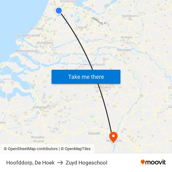Hoofddorp, De Hoek to Zuyd Hogeschool map