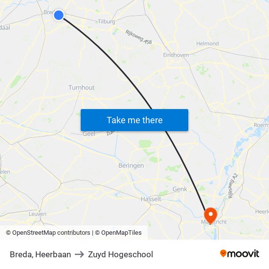 Breda, Heerbaan to Zuyd Hogeschool map