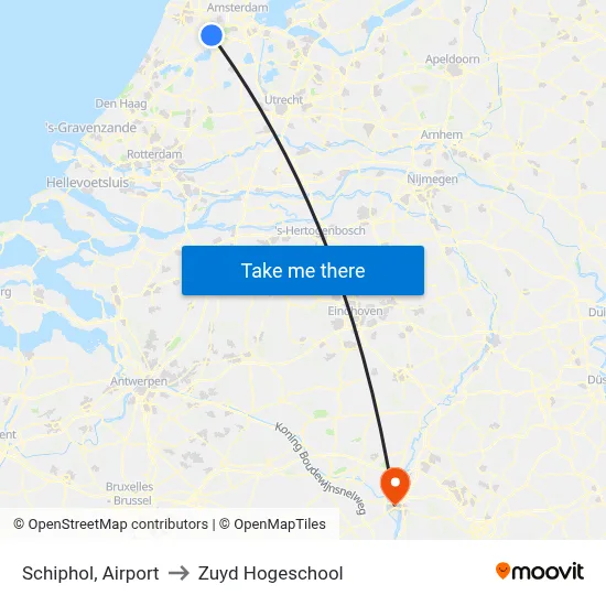 Schiphol, Airport to Zuyd Hogeschool map