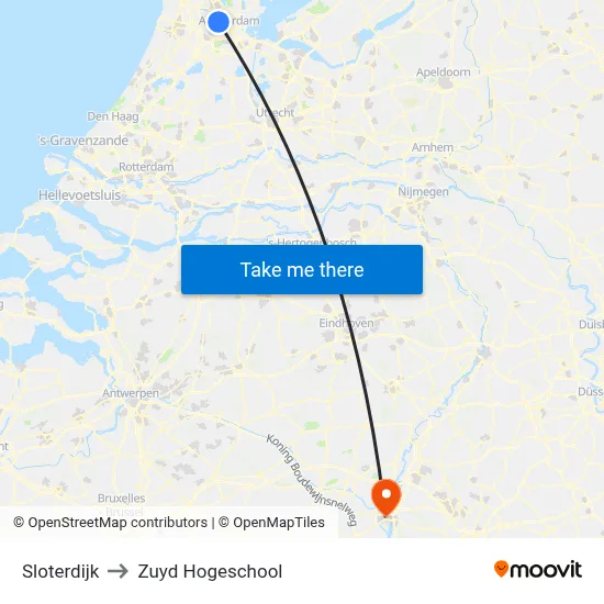 Sloterdijk to Zuyd Hogeschool map