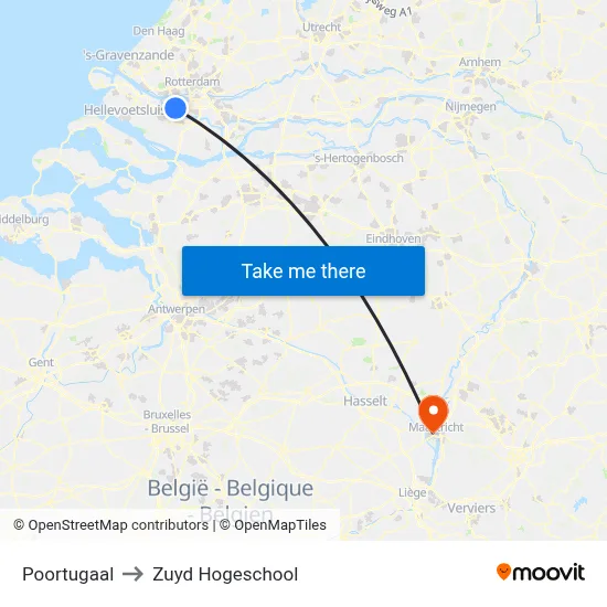 Poortugaal to Zuyd Hogeschool map