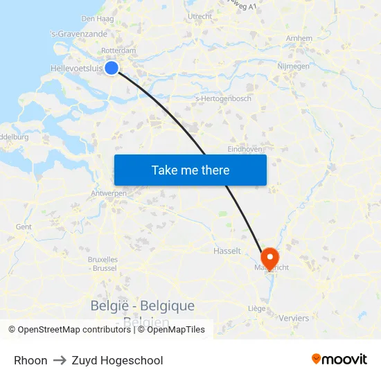 Rhoon to Zuyd Hogeschool map