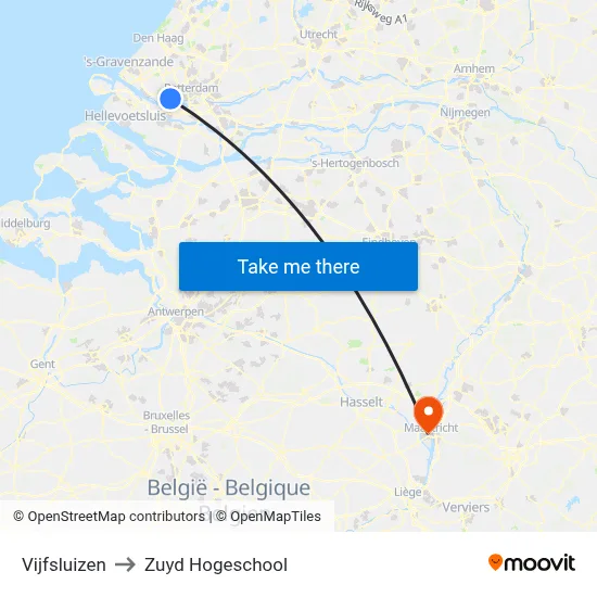 Vijfsluizen to Zuyd Hogeschool map