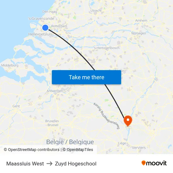 Maassluis West to Zuyd Hogeschool map