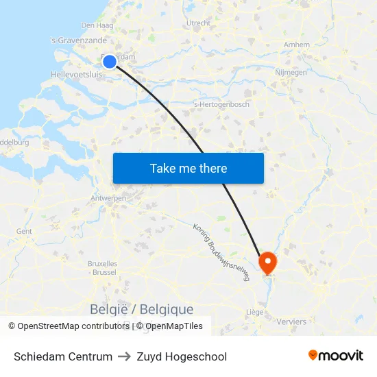 Schiedam Centrum to Zuyd Hogeschool map