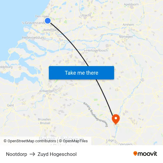 Nootdorp to Zuyd Hogeschool map