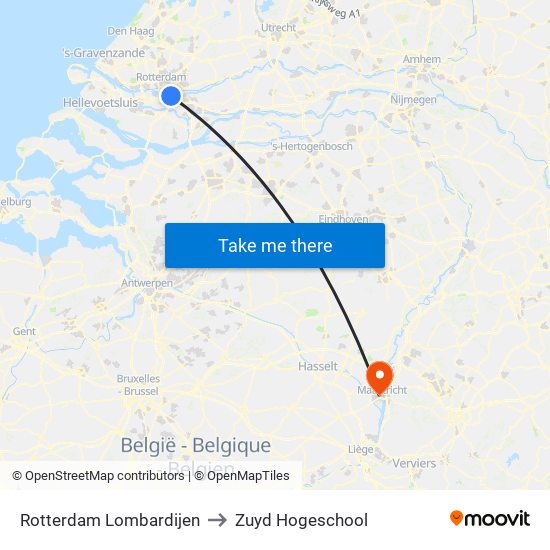 Rotterdam Lombardijen to Zuyd Hogeschool map