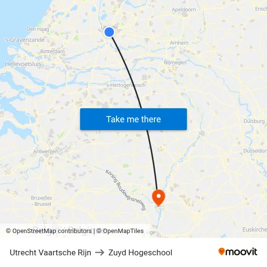 Utrecht Vaartsche Rijn to Zuyd Hogeschool map