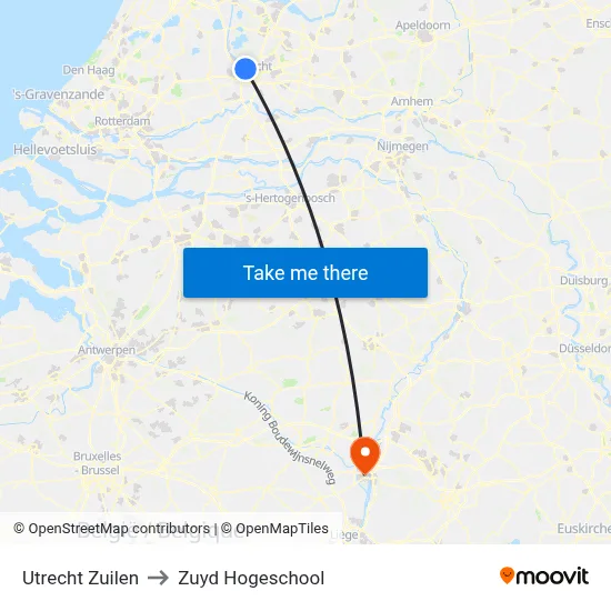 Utrecht Zuilen to Zuyd Hogeschool map