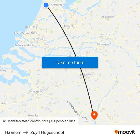 Haarlem to Zuyd Hogeschool map