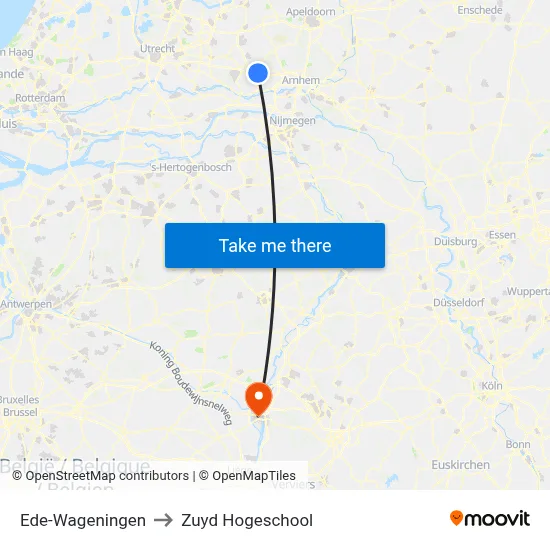 Ede-Wageningen to Zuyd Hogeschool map