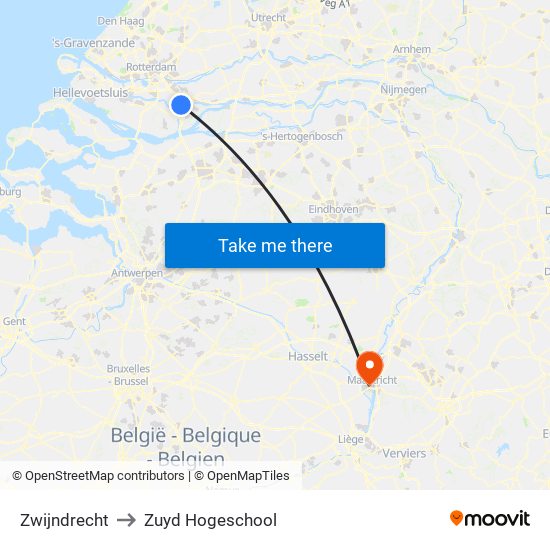 Zwijndrecht to Zuyd Hogeschool map