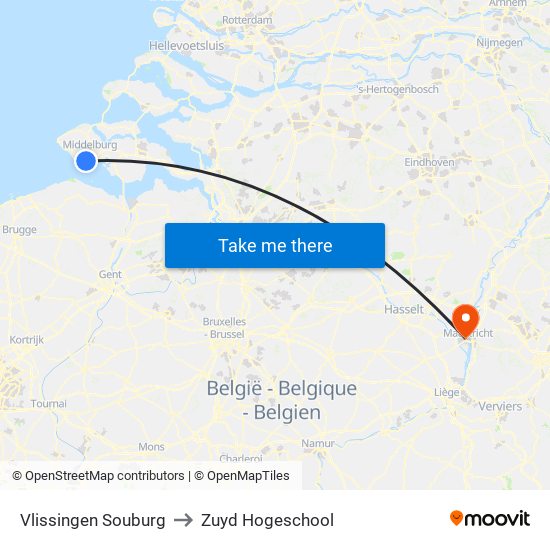 Vlissingen Souburg to Zuyd Hogeschool map
