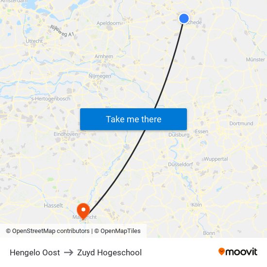 Hengelo Oost to Zuyd Hogeschool map