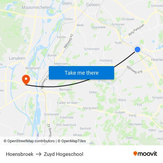 Hoensbroek to Zuyd Hogeschool map