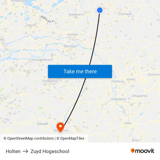 Holten to Zuyd Hogeschool map