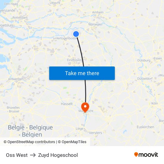 Oss West to Zuyd Hogeschool map