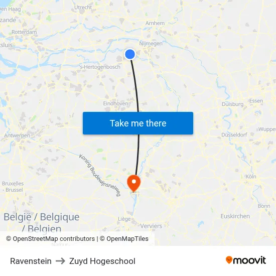 Ravenstein to Zuyd Hogeschool map