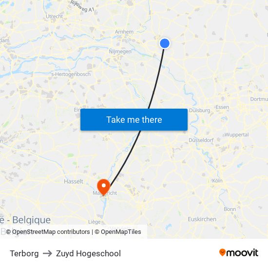 Terborg to Zuyd Hogeschool map