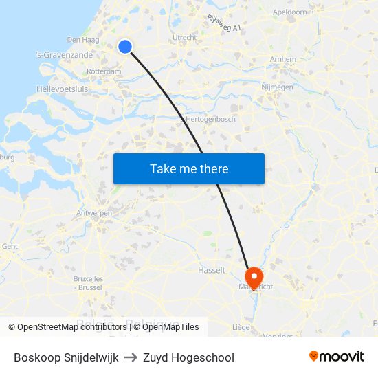 Boskoop Snijdelwijk to Zuyd Hogeschool map