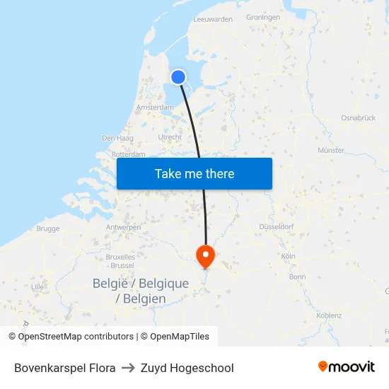 Bovenkarspel Flora to Zuyd Hogeschool map