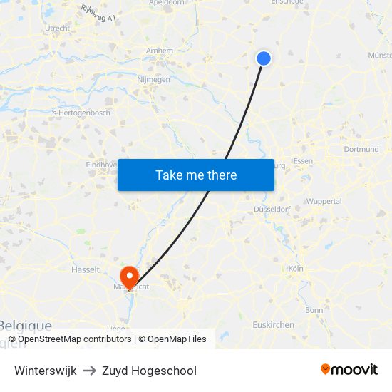 Winterswijk to Zuyd Hogeschool map