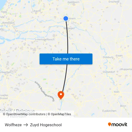 Wolfheze to Zuyd Hogeschool map