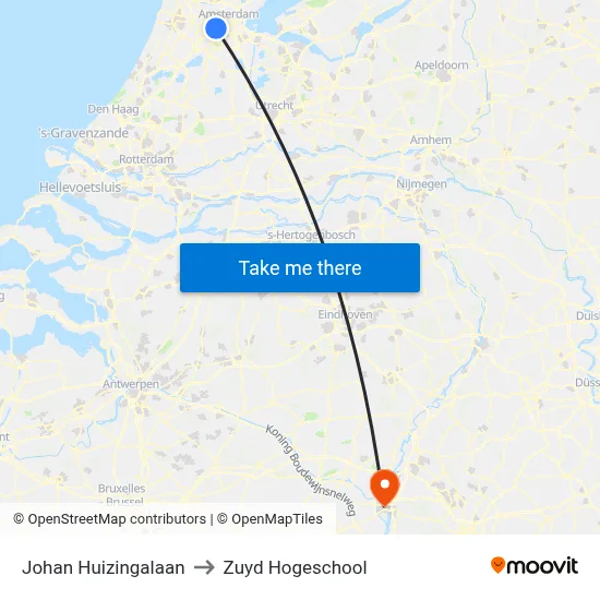 Johan Huizingalaan to Zuyd Hogeschool map