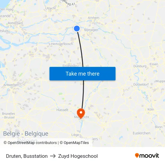 Druten, Busstation to Zuyd Hogeschool map