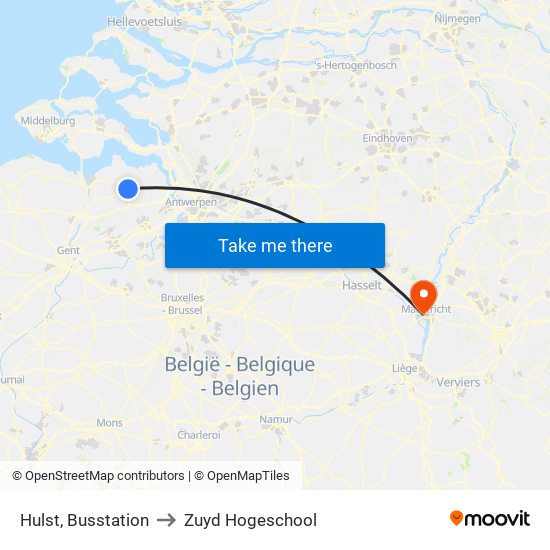 Hulst, Busstation to Zuyd Hogeschool map