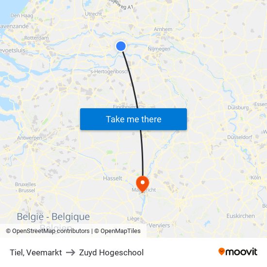 Tiel, Veemarkt to Zuyd Hogeschool map