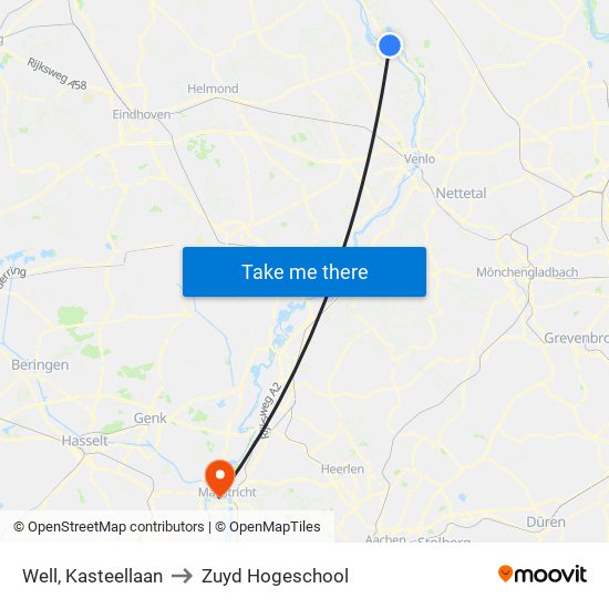 Well, Kasteellaan to Zuyd Hogeschool map