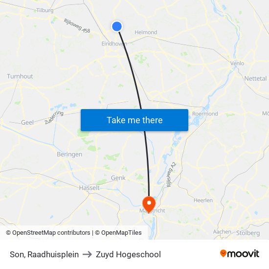 Son, Raadhuisplein to Zuyd Hogeschool map