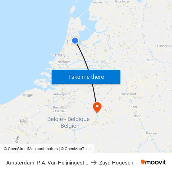 Amsterdam, P. A. Van Heijningestraat to Zuyd Hogeschool map