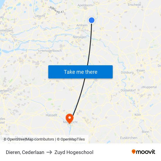 Dieren, Cederlaan to Zuyd Hogeschool map