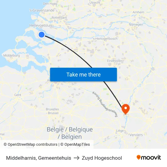 Middelharnis, Gemeentehuis to Zuyd Hogeschool map