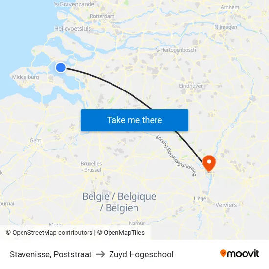 Stavenisse, Poststraat to Zuyd Hogeschool map