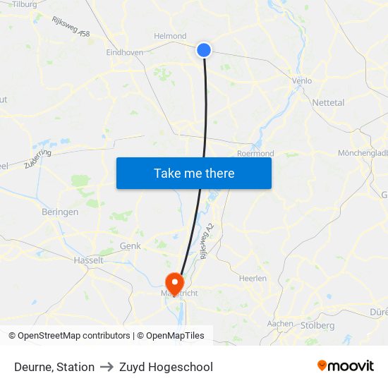 Deurne, Station to Zuyd Hogeschool map
