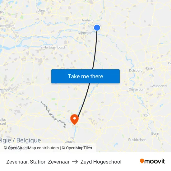 Zevenaar, Station Zevenaar to Zuyd Hogeschool map