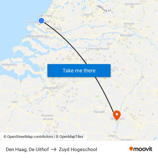 Den Haag, De Uithof to Zuyd Hogeschool map