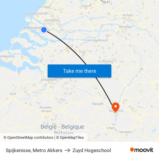 Spijkenisse, Metro Akkers to Zuyd Hogeschool map