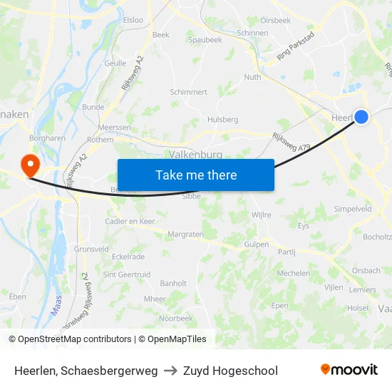 Heerlen, Schaesbergerweg to Zuyd Hogeschool map